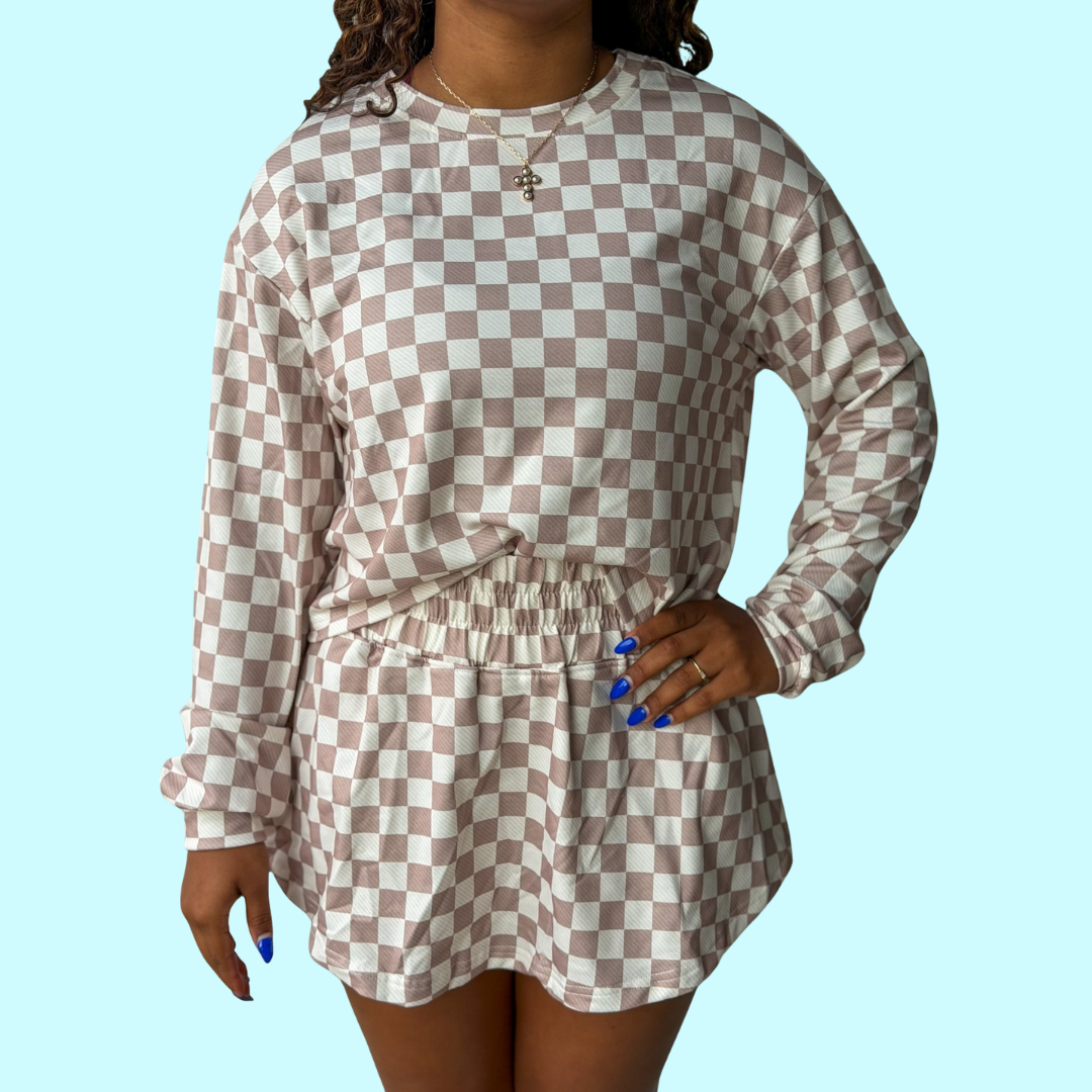 🤍 Cozy Check Lounge Set