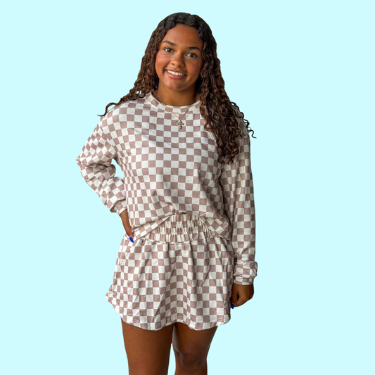🤍 Cozy Check Lounge Set